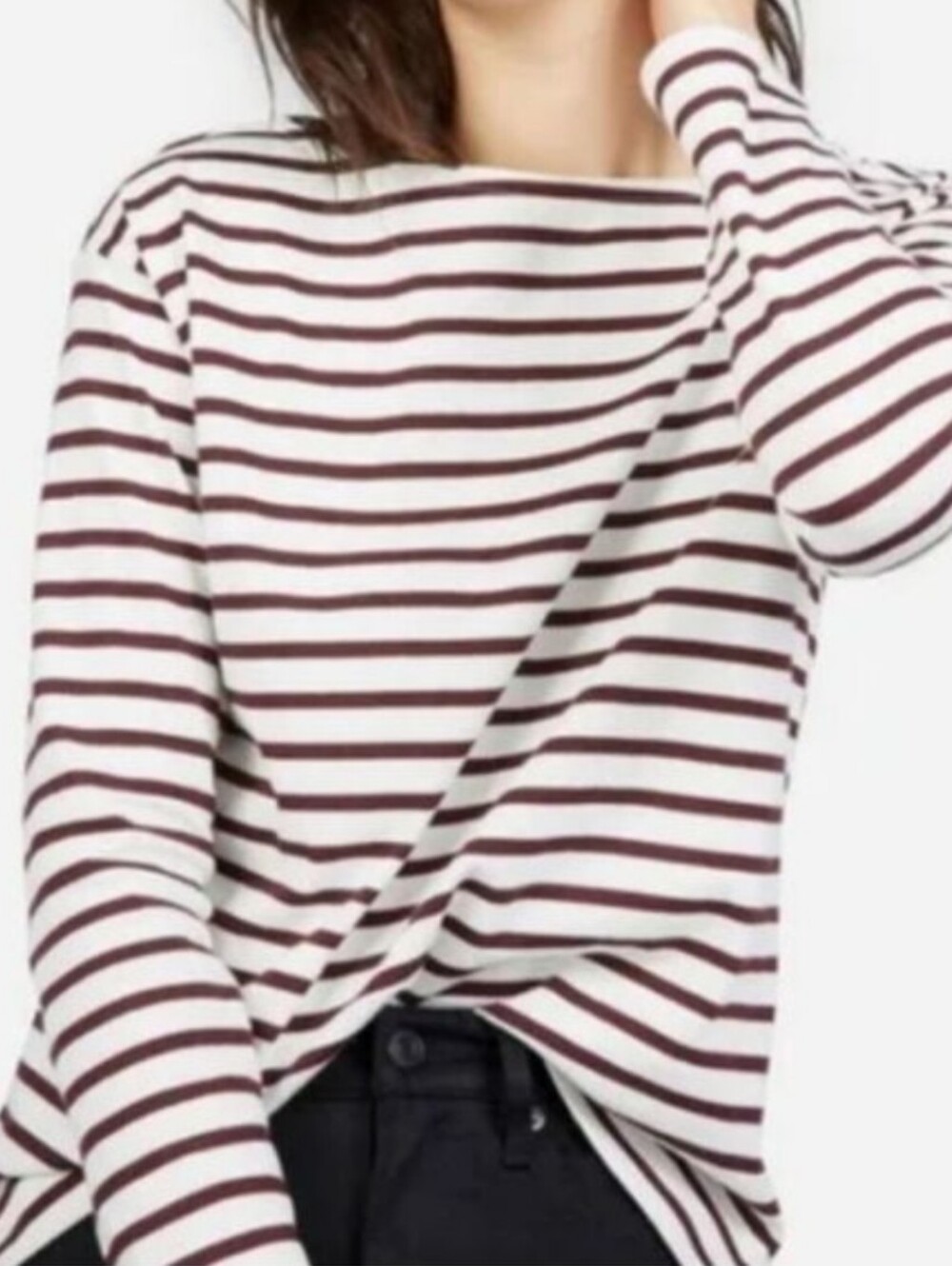 Everlane The Mariner Tee - Brown And Cream Striped